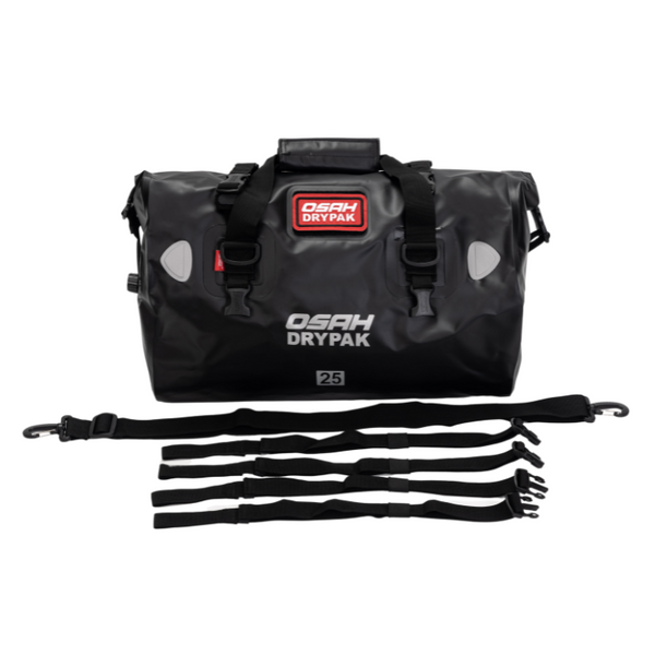 OSAH DRIFT RACKLESS PANNIER BAGS 48L + 25L DRIFT DUFFEL BAG BLACK BUNDLE