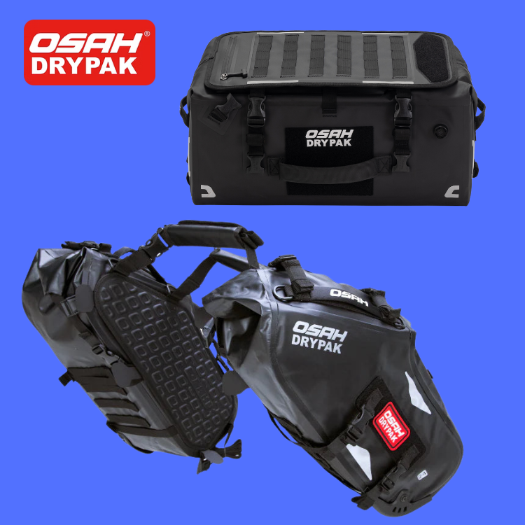 OSAH DRIFT RACKLESS PANNIER BAGS 48L + HYDROPAK 40 LITRE TAILBAG BLACK BUNDLE