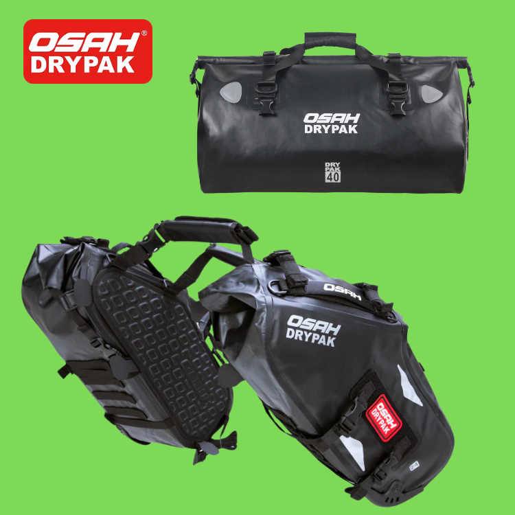 OSAH DRIFT RACKLESS PANNIER BAGS 48L + 40L DRIFT DUFFEL BAG BLACK BUNDLE